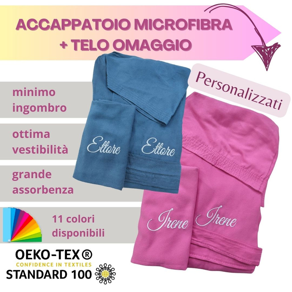 MYFIT Accappatoio microfibra unisex + telo personalizzato