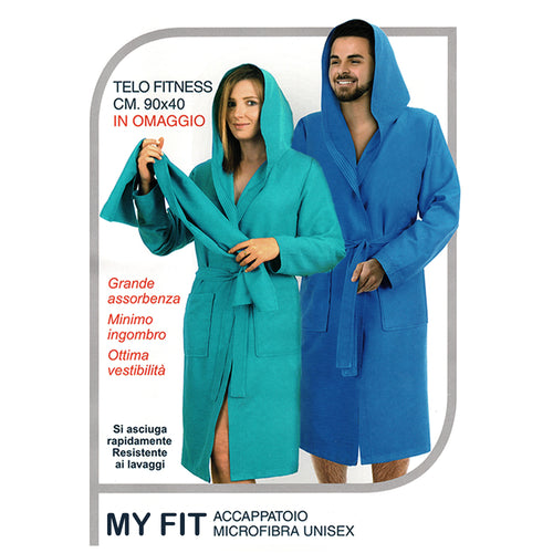 MYFIT Accappatoio microfibra unisex + telo personalizzato